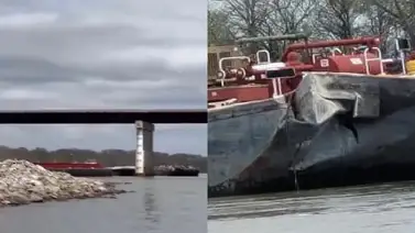 Una barcaza impacta contra el pilar de un puente en Arkansas Una barcaza impacta contra el pilar de un puente en Arkansas