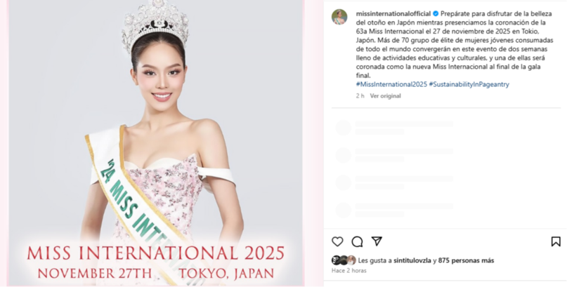 ¿Cuándo es Miss Internacional 2025? Fecha y quién es la representante venezolana 