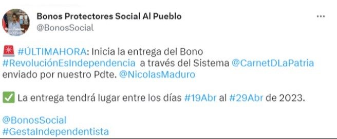 Este es el nuevo Bono que podrás cobrar mediante el Sistema Patria 