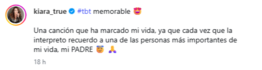Kiara recuerda a su fallecido padre con emotivo mensaje