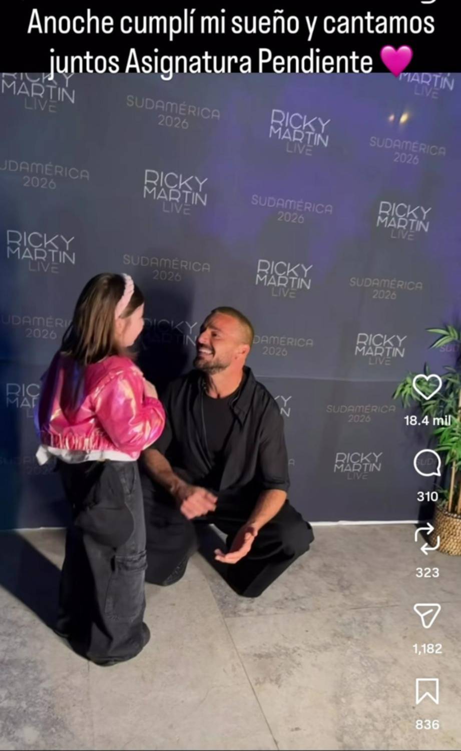 Ricky Martin cumple el sueño de una pequeña fanática 