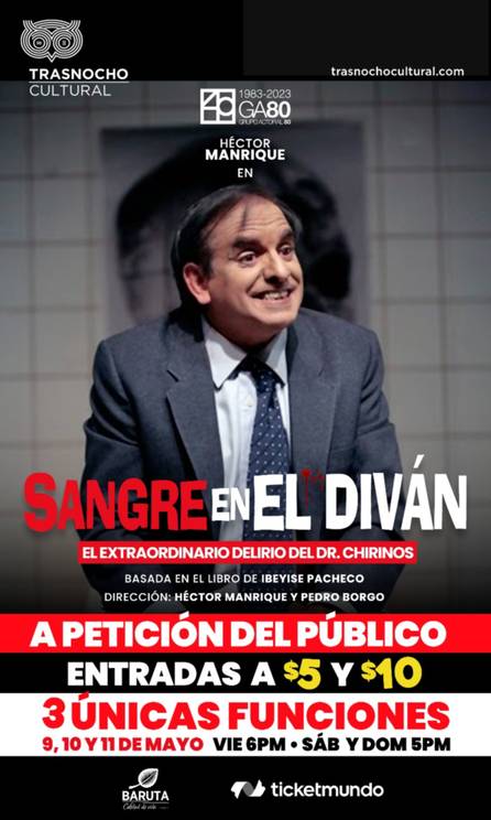 “Sangre en el diván” regresa por 3 funciones especiales al Teatro Trasnocho