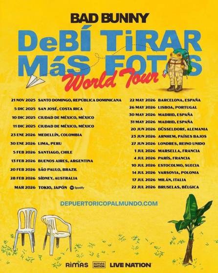 Bad Bunny anuncia gira mundial: Fechas y lugares