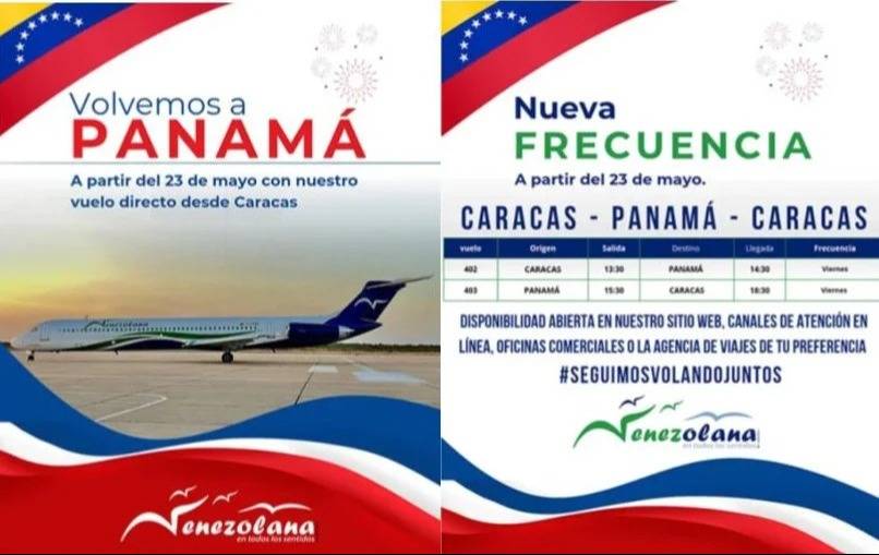 Vuelos directos entre Venezuela y Panamá