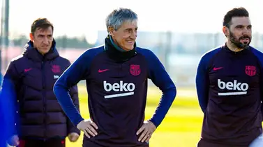 Setién dirige su primer entrenamiento con el Barcelona Setién dirige su primer entrenamiento con el Barcelona