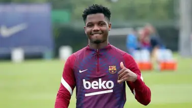 Ansu Fati vuelve a entrenar con el grupo más de 8 meses después de su lesión Ansu Fati vuelve a entrenar con el grupo más de 8 meses después de su lesión