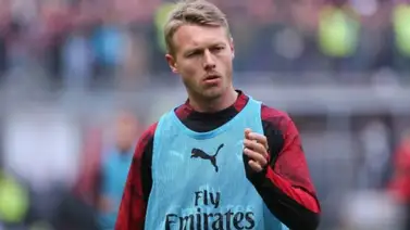 Kjaer trabaja con el grupo en la víspera del Milan-Atlético Kjaer trabaja con el grupo en la víspera del Milan-Atlético