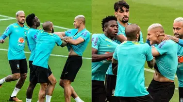 Pelea en Brasil: Vinicius Jr y Richarlison tienen que ser separados Pelea en Brasil: Vinicius Jr y Richarlison tienen que ser separados