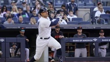 MLB: ¡Sorprendente! Giancarlo Stanton conecta un enorme jonrón de 485 pies (+VIDEO)