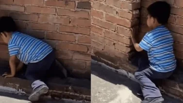 Niño llamó la atención de su madre al hablar sólo en una pared y ella terminó con una sorpresa (+VIDEO)