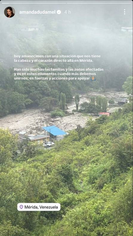 Amanda Dudamel afectada por las lluvias en Mérida