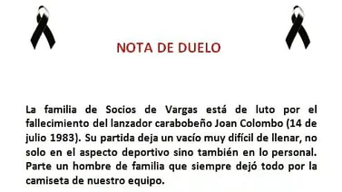 Falleció Joan Colombo, lanzador de Socios de Vargas