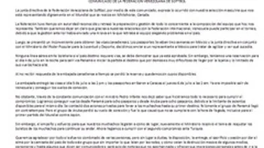 La FVS explicó el caso del forfait contra Japón