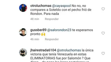 Salomón Rondón fustiga a seguidor por compararlo con Yeferson Soteldo Salomón Rondón fustiga a seguidor por compararlo con Yeferson Soteldo