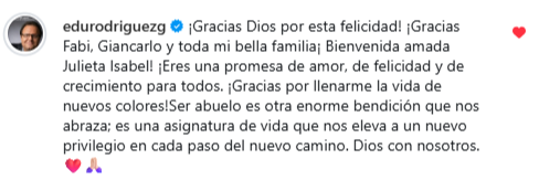 Fabiana, hija de Eduardo Rodríguez Giolitti, da la bienvenida a su primera bebé Fabiana, hija de Eduardo Rodríguez Giolitti, da la bienvenida a su primera bebé