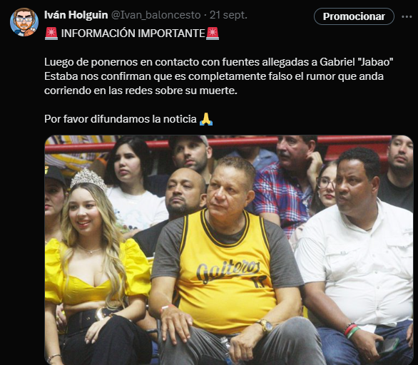 Desmienten el rumor sobre el fallecimiento de Gabriel Estaba- Desmienten el rumor sobre el fallecimiento de Gabriel Estaba