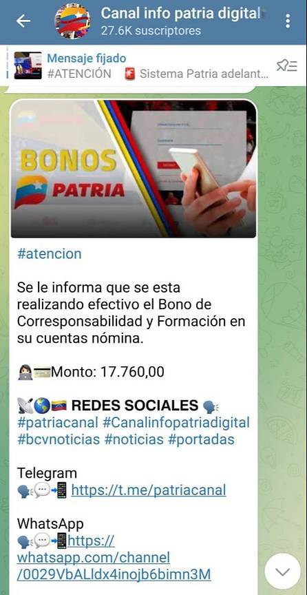 Sistema Patria inicia bono para estos beneficiarios ¿Cuál es el monto?