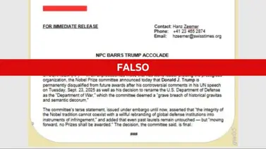 Desmentido: Falsa información sobre la descalificación de Trump del Premio Nobel de la Paz