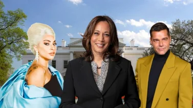 Ricky Martin y Lady Gaga en el cierre de campaña de Kamala Harris