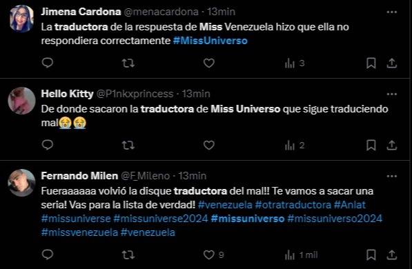 Usuarios acribillan a la traductora que asistió a Venezuela en el Miss Universo 2024