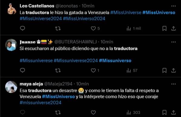 Usuarios acribillan a la traductora que asistió a Venezuela en el Miss Universo 2024